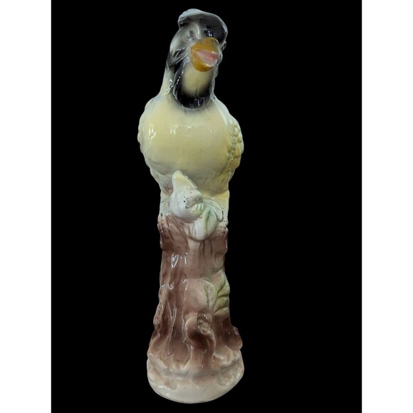 Vintage Porcelain Blue Jay Bird Figurine Japan Stump 10" Tall Leaves Singing - Picture 10 of 12